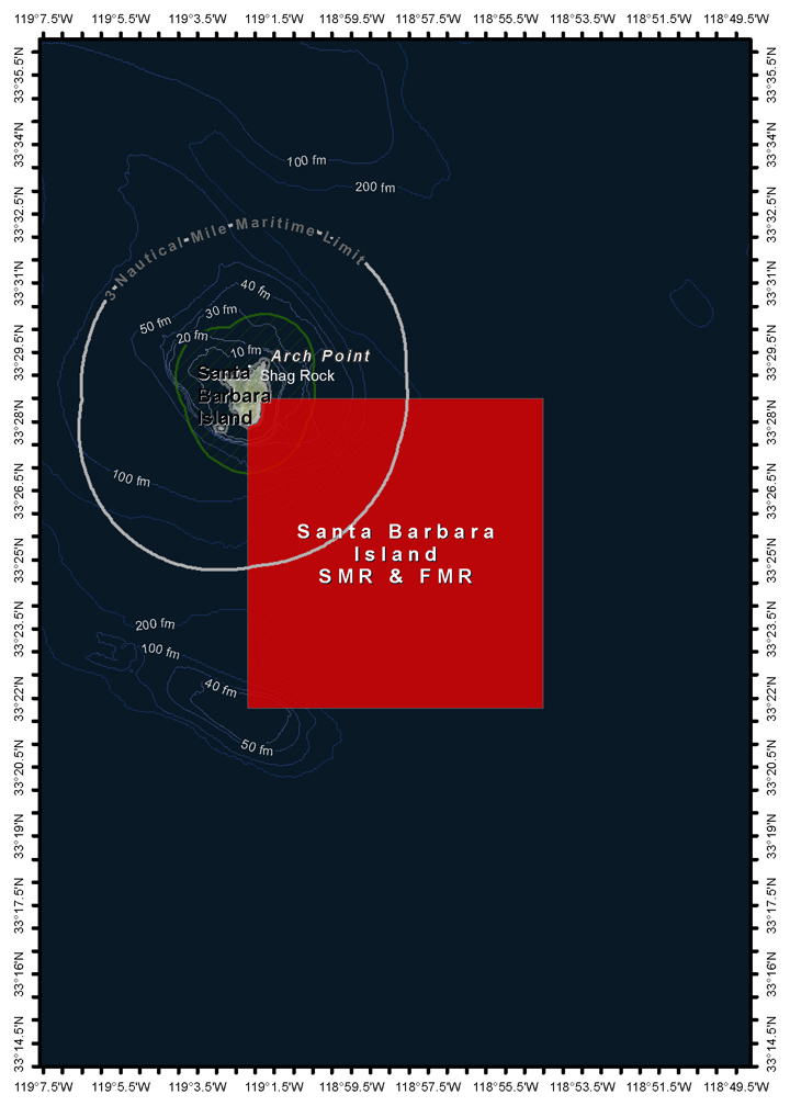 Map of Santa Barbara Island SMR - click to enlarge in new tab